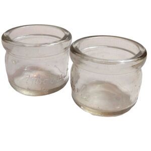 Rare Vintage Pair of Delisle Clear Yoghurt Jars
